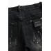 Black Button Fly Slim-fit Distressed Men's Jeans Black Button Fly Slim-fit Distressed Men's Jeans