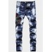 Men's Washed Indian Pattern Embroidery Slim-fit Jeans Men's Washed Indian Pattern Embroidery Slim-fit Jeans