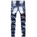 Men's Washed Indian Pattern Embroidery Slim-fit Jeans Men's Washed Indian Pattern Embroidery Slim-fit Jeans