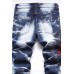 Men's Washed Indian Pattern Embroidery Slim-fit Jeans Men's Washed Indian Pattern Embroidery Slim-fit Jeans