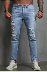Distressed Slim-fit High Waist Men's Ankle Jeans