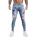 Sky Blue American Flag Graphic Print Splicing Men's Skinny Jeans Sky Blue American Flag Graphic Print Splicing Men's Skinny Jeans