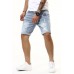 Sky Blue Graphic Print Rolled Hem Ripped Men's Denim Shorts Sky Blue Graphic Print Rolled Hem Ripped Men's Denim Shorts