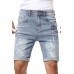 Sky Blue Graphic Print Rolled Hem Ripped Men's Denim Shorts Sky Blue Graphic Print Rolled Hem Ripped Men's Denim Shorts