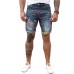 Blue Graffiti Print Distressed Skinny Fit Men's Denim Shorts Blue Graffiti Print Distressed Skinny Fit Men's Denim Shorts