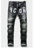 Men's Letter Print Buttons Straight Leg Jeans