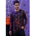 Men's Halloween Pumpkin Smiley Print Long Sleeve Knit T-shirt Men's Halloween Pumpkin Smiley Print Long Sleeve Knit T-shirt