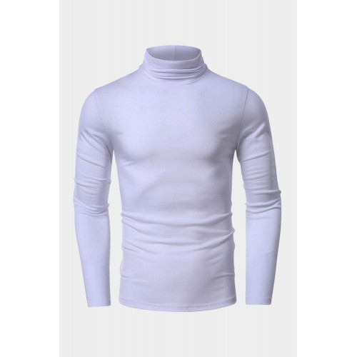 White Men's High Neck Thermal Long Sleeve T Shirt White Men's High Neck Thermal Long Sleeve T Shirt