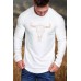 White Steer Head Graphic Pleated Slim Fit Men Long Sleeve T-shirt White Steer Head Graphic Pleated Slim Fit Men Long Sleeve T-shirt