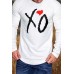 White XO Heart Print Pleated Sleeve Slim-fit Men's T-shirt White XO Heart Print Pleated Sleeve Slim-fit Men's T-shirt