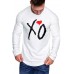 White XO Heart Print Pleated Sleeve Slim-fit Men's T-shirt White XO Heart Print Pleated Sleeve Slim-fit Men's T-shirt