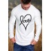 White Men's Love Heart Shape Print Pleated Long Sleeve T-shirt White Men's Love Heart Shape Print Pleated Long Sleeve T-shirt