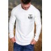 White Men's Letter Print Pleated Long Sleeve Top White Men's Letter Print Pleated Long Sleeve Top
