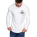 White Men's Letter Print Pleated Long Sleeve Top White Men's Letter Print Pleated Long Sleeve Top