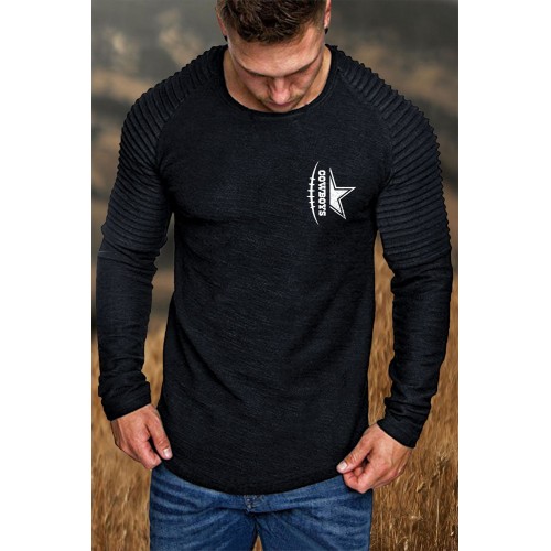 COWBOYS Graphic Print Pleated Slim-fit Men's Top COWBOYS Graphic Print Pleated Slim-fit Men's Top