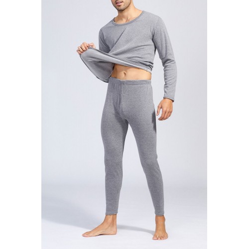 Gray Men's Plus Velvet Thick Thermal Underwear Suit Gray Men's Plus Velvet Thick Thermal Underwear Suit