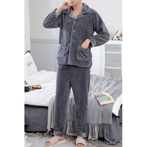 Grey Flannel Waffle Pajamas Set Grey Flannel Waffle Pajamas Set