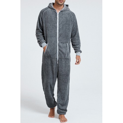 Grey Men Fleece Jumpsuit Loungewear Grey Men Fleece Jumpsuit Loungewear