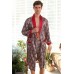 Red Men's Vintage Print Satin Kimono Bathrobe Set Red Men's Vintage Print Satin Kimono Bathrobe Set