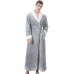 Grey Men Contrast Trim Fleece Robe Nightgown Grey Men Contrast Trim Fleece Robe Nightgown