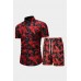 Men's Floral Print Short Sleeve Shirt and Elastic Waist Shorts Set Men's Floral Print Short Sleeve Shirt and Elastic Waist Shorts Set