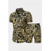 Pattern Print Men's Button Short Sleeve Shirt and Shorts Set Pattern Print Men's Button Short Sleeve Shirt and Shorts Set