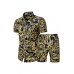 Pattern Print Men's Button Short Sleeve Shirt and Shorts Set Pattern Print Men's Button Short Sleeve Shirt and Shorts Set