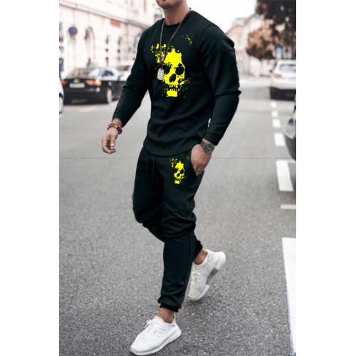 Two-piece Skull Print Men's Pullover and Joggers Set Two-piece Skull Print Men's Pullover and Joggers Set