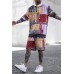 Men's Pattern Print Color Block Long Sleeve Hoodie and Shorts Suit Men's Pattern Print Color Block Long Sleeve Hoodie and Shorts Suit