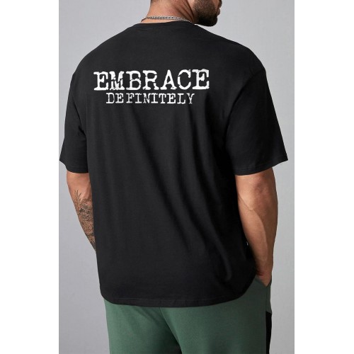 Black EMBRACE DEFINITELY Drop Sleeve Men's Oversized Tee Black EMBRACE DEFINITELY Drop Sleeve Men's Oversized Tee