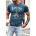 Blue ROCK RIDE Graphic Print Slim-fit Men's T-shirt Blue ROCK RIDE Graphic Print Slim-fit Men's T-shirt