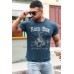 Blue ROCK RIDE Graphic Print Slim-fit Men's T-shirt Blue ROCK RIDE Graphic Print Slim-fit Men's T-shirt