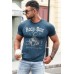 Blue ROCK RIDE Graphic Print Slim-fit Men's T-shirt Blue ROCK RIDE Graphic Print Slim-fit Men's T-shirt