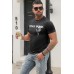 Black Stay Punk Skull Graphic Print Slim Fit Men's T-shirt Black Stay Punk Skull Graphic Print Slim Fit Men's T-shirt