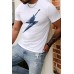 White Guitar Lightning Bolt Print Men's Graphic T-shirt White Guitar Lightning Bolt Print Men's Graphic T-shirt