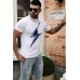 White Guitar Lightning Bolt Print Men's Graphic T-shirt White Guitar Lightning Bolt Print Men's Graphic T-shirt