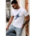 White Guitar Lightning Bolt Print Men's Graphic T-shirt White Guitar Lightning Bolt Print Men's Graphic T-shirt