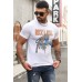 White ROCK ROLL Leopard Print Slim-fit Men's T-shirt White ROCK ROLL Leopard Print Slim-fit Men's T-shirt