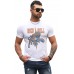 White ROCK ROLL Leopard Print Slim-fit Men's T-shirt White ROCK ROLL Leopard Print Slim-fit Men's T-shirt