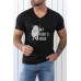 Black My Ride's Here Graphic Print V Neck Men's T Shirt Black My Ride's Here Graphic Print V Neck Men's T Shirt