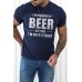 Blue BEER Letter Printed Muscle Fit Men's Graphic T Shirt Blue BEER Letter Printed Muscle Fit Men's Graphic T Shirt