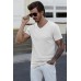 White Men V Neck Rib Knit T-shirt White Men V Neck Rib Knit T-shirt