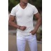 White Men V Neck Rib Knit T-shirt White Men V Neck Rib Knit T-shirt
