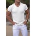 White Men V Neck Rib Knit T-shirt White Men V Neck Rib Knit T-shirt