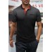 Black Gradient Color Short Sleeve Henley Men's T-shirt Black Gradient Color Short Sleeve Henley Men's T-shirt