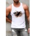 White American Flag Figure Print Men's Tank Top White American Flag Figure Print Men's Tank Top