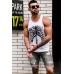 White Skeleton Print Round Neck Men's Tank Top White Skeleton Print Round Neck Men's Tank Top