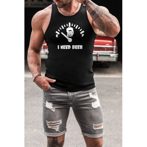 Black I NEED BEER Graphic Print Men's Tank Top Black I NEED BEER Graphic Print Men's Tank Top